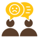 Two people having a conversation with speech bubbles.