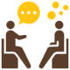 Two people engaged in a conversation with speech bubbles.